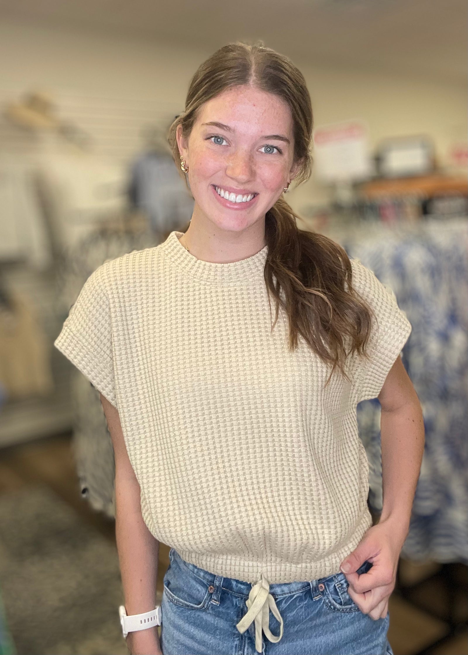 Cotton Waffle Wheat Top - B3 Boutique, LLC