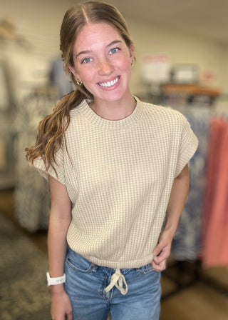 Cotton Waffle Wheat Top - B3 Boutique, LLC