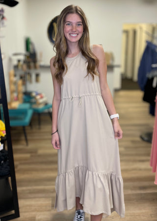 Sleeveless Drawstring Waist Dress - B3 Boutique, LLC