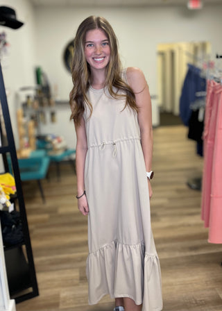 Sleeveless Drawstring Waist Dress - B3 Boutique, LLC