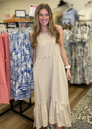 Sleeveless Drawstring Waist Dress - B3 Boutique, LLC