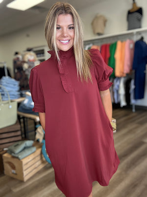Brick Short Sleeve Dress - B3 Boutique, LLC
