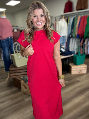 Ruby Round Neck Midi Dress - B3 Boutique, LLC