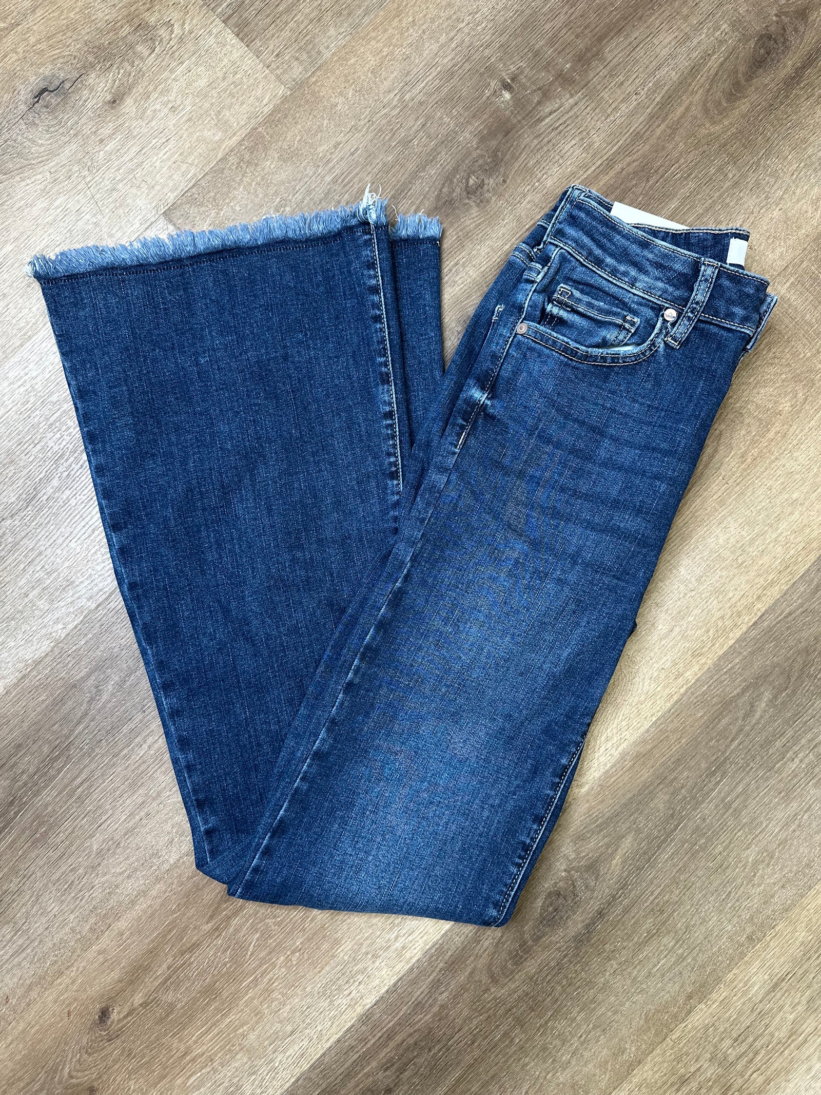 High Rise Dark Denim Bell Bottom Jeans - B3 Boutique, LLC