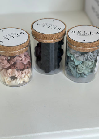 satin scrunchies jar - B3 Boutique, LLC