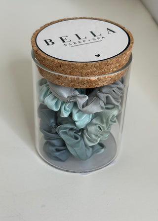satin scrunchies jar - B3 Boutique, LLC