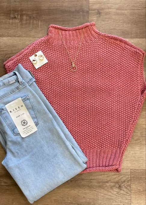 Drop Shoulder Sleeveless Sweater Top - B3 Boutique, LLC