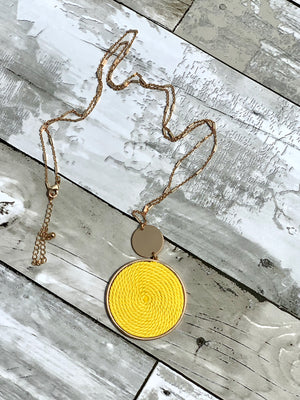 Yellow Threaded Charm Necklace Earring Set - B Three Boutique