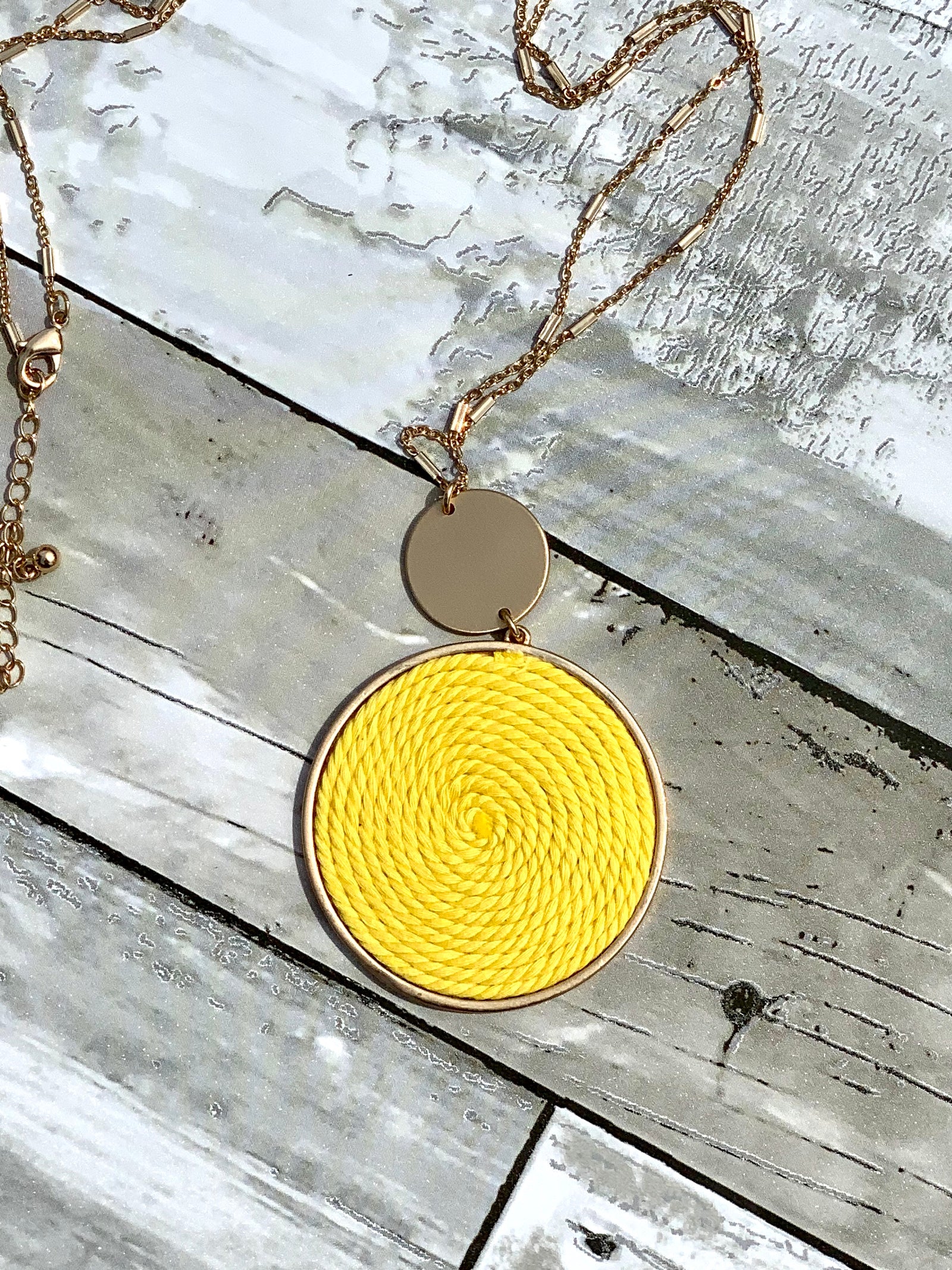 Yellow Threaded Charm Necklace Earring Set - B Three Boutique