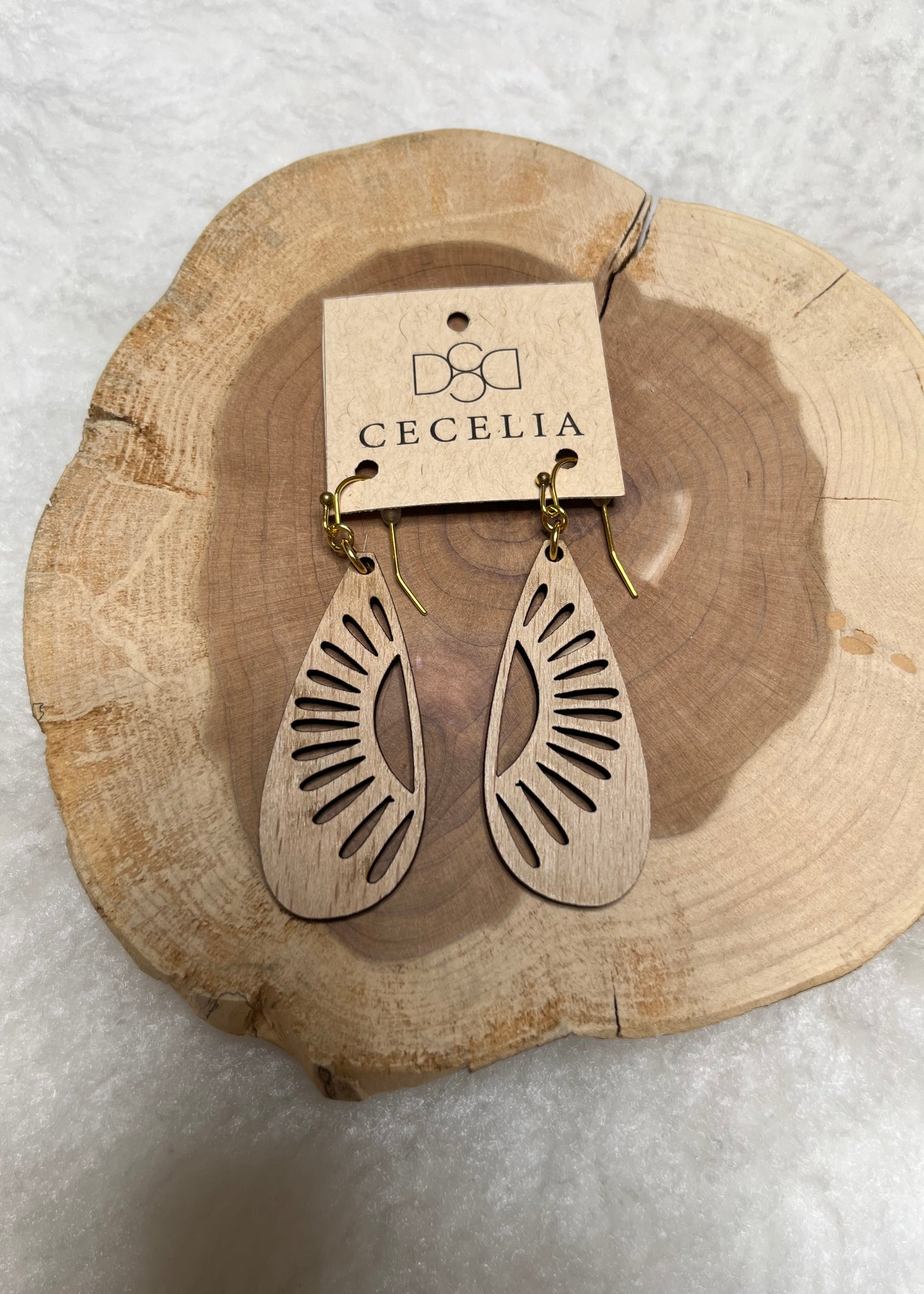 Cecelia Wood Teardrop Earrings - B3 Boutique, LLC