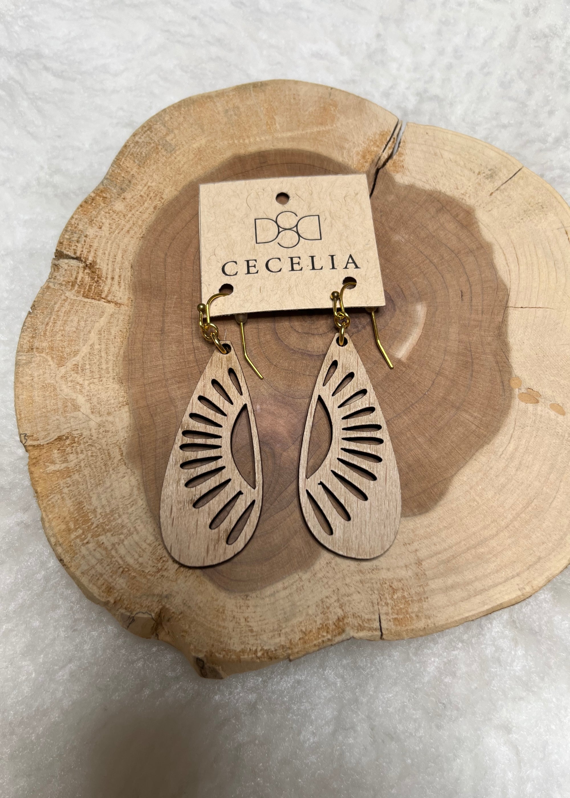 Cecelia Wood Teardrop Earrings - B3 Boutique, LLC