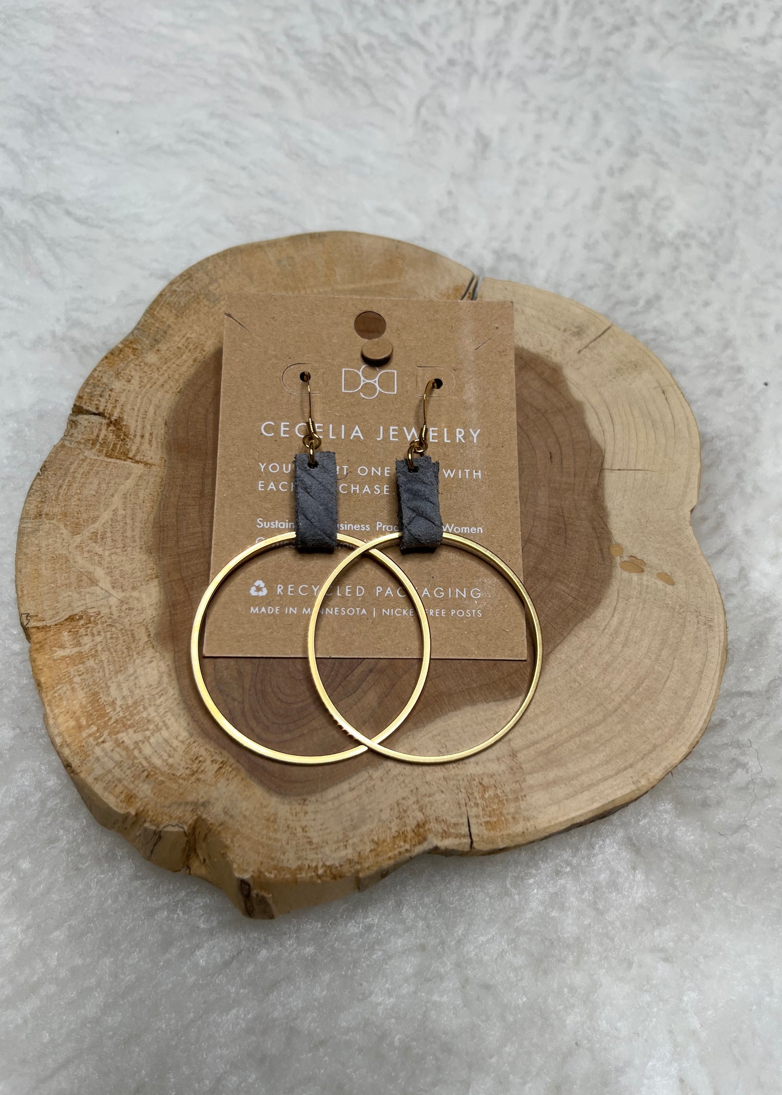 Cecelia Braided Grey Hoops - B3 Boutique, LLC