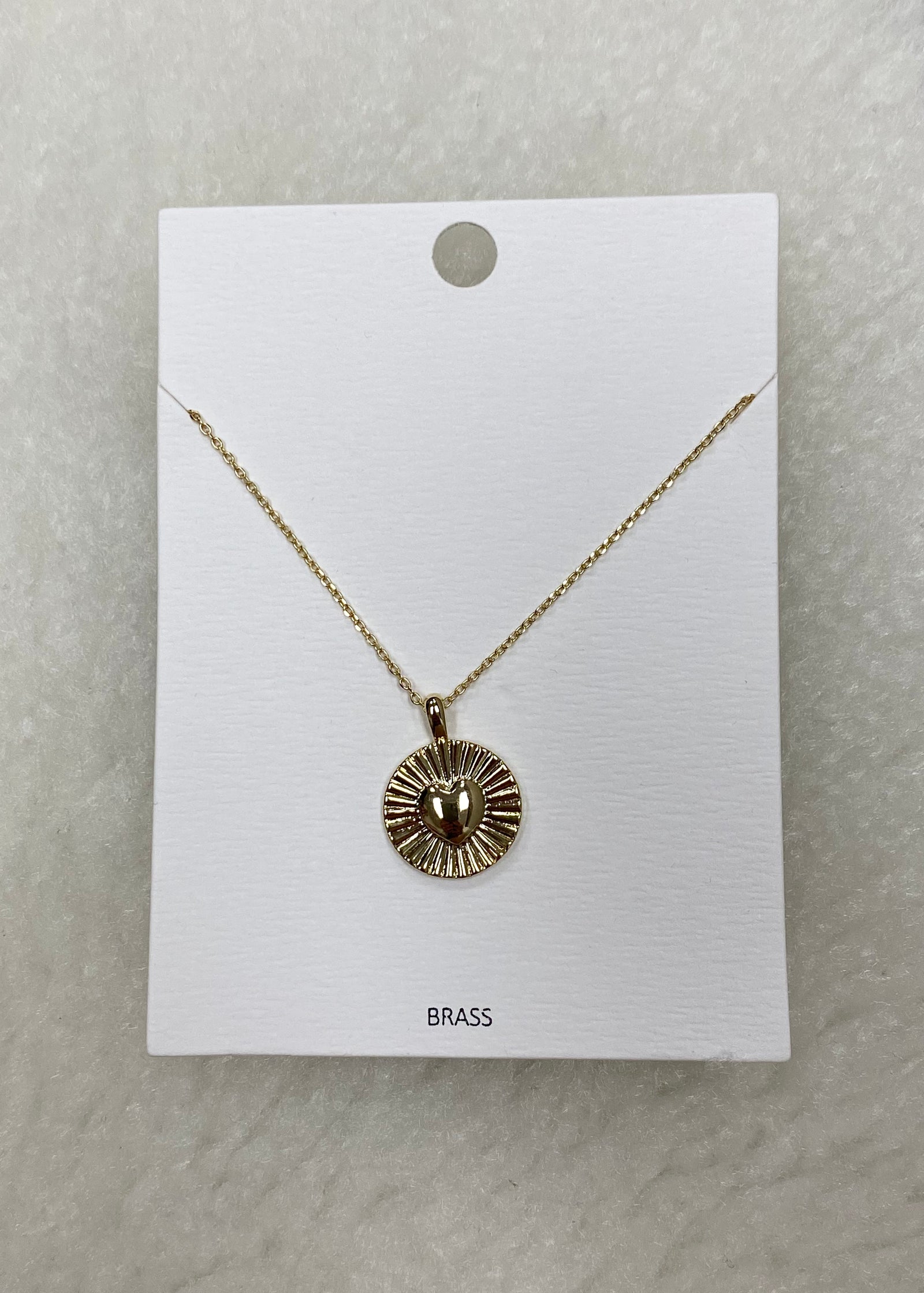 Brass Heart Coin Necklace - B3 Boutique, LLC