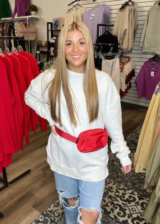 Red Cross Body Nylon Belt Bag - B3 Boutique, LLC