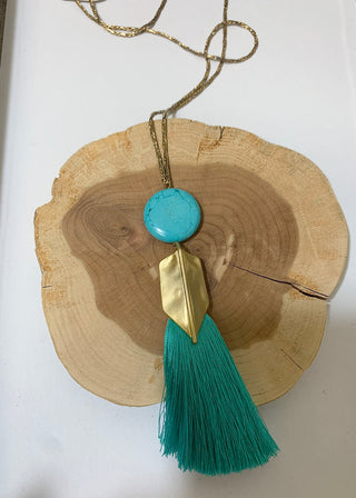 Teal Stone Tassel Necklace - B3 Boutique, LLC