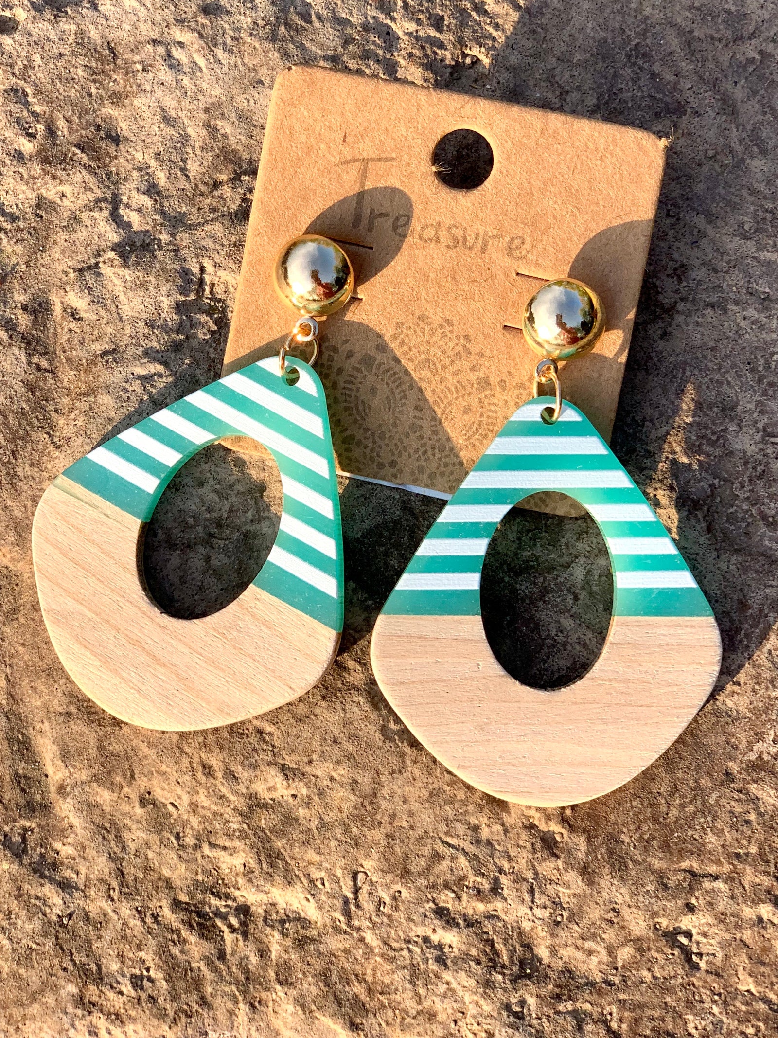 Blue Wood Earring - B Three Boutique