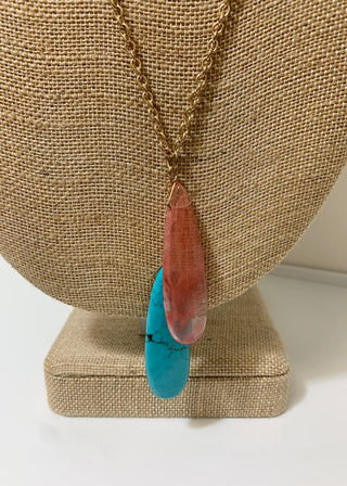 Pink and Teal Stone Necklace - B3 Boutique, LLC