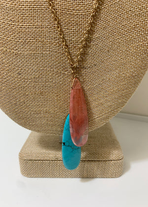 Pink and Teal Stone Necklace - B3 Boutique, LLC