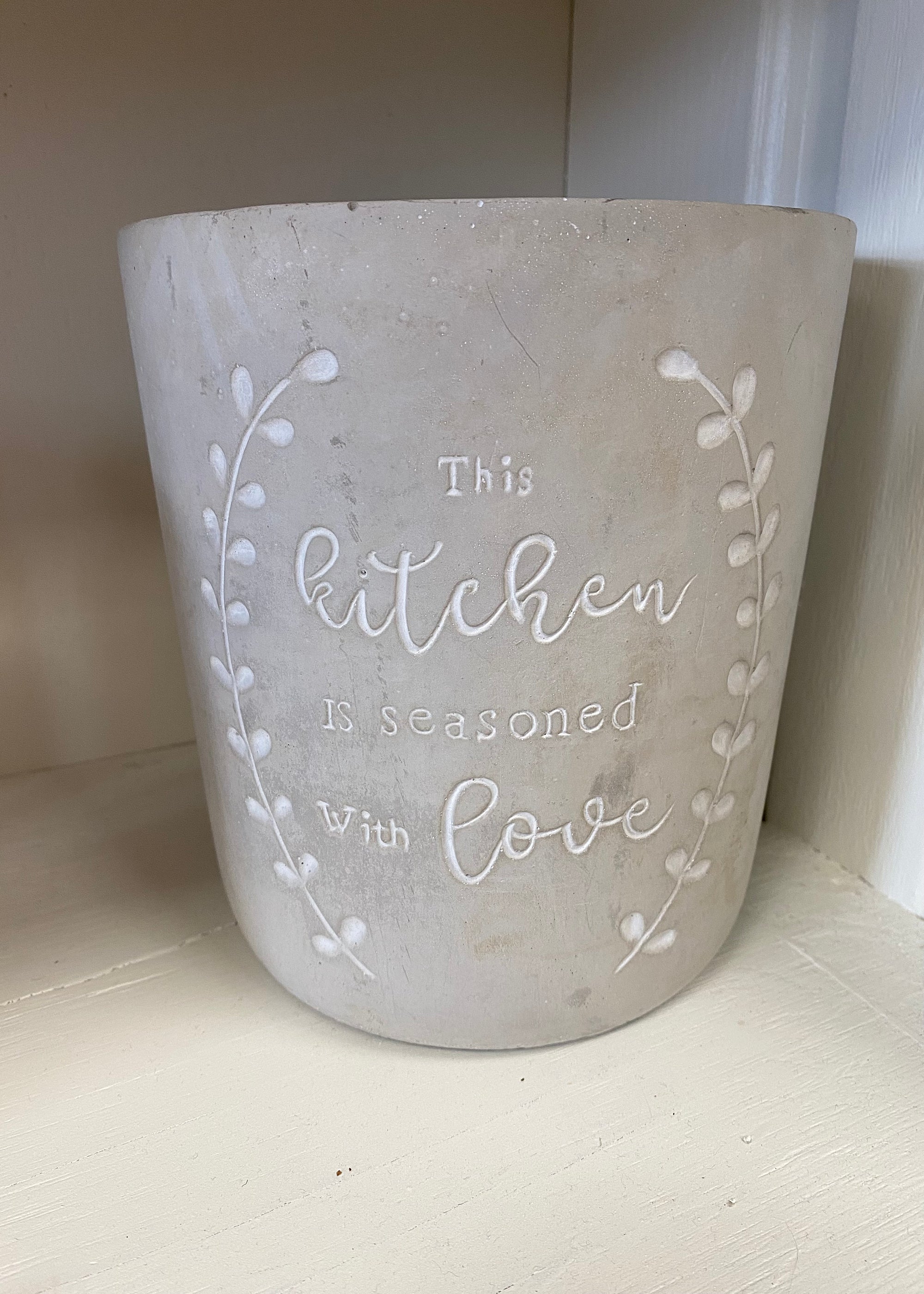 Cement Crock- This Kitchen Is Seasoned With Love - B3 Boutique, LLC