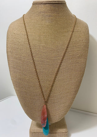 Pink and Teal Stone Necklace - B3 Boutique, LLC