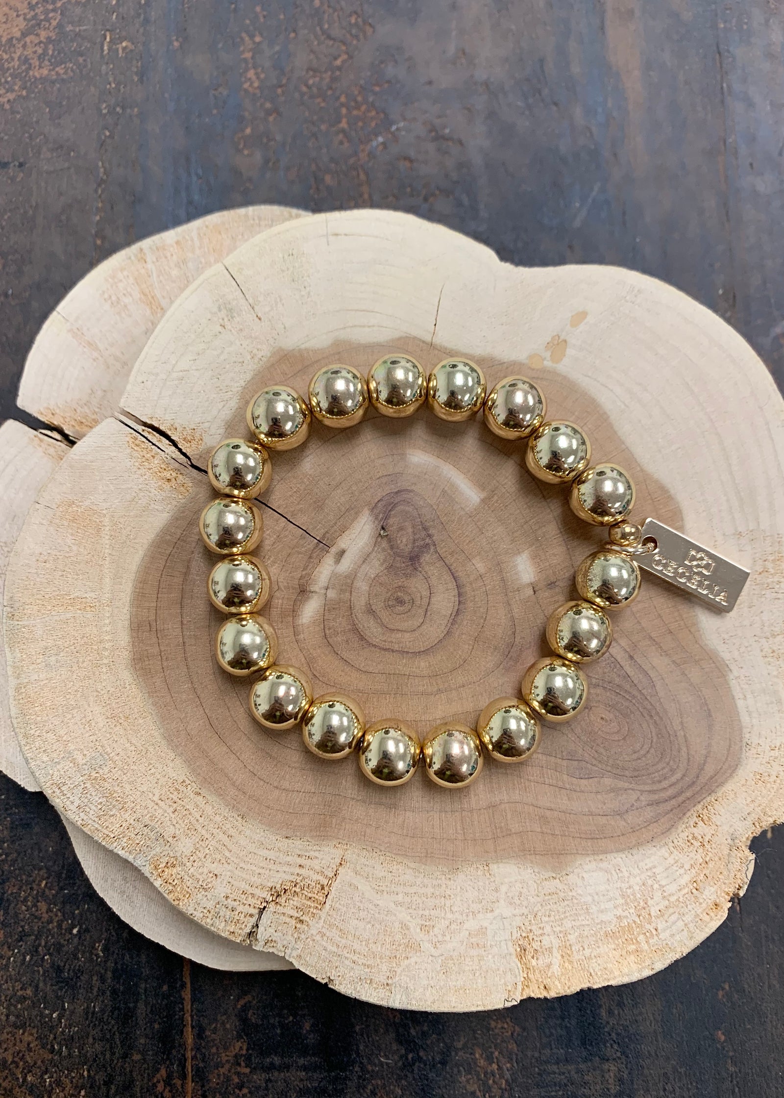 Cecelia 10mm Gold Round Single - B3 Boutique, LLC