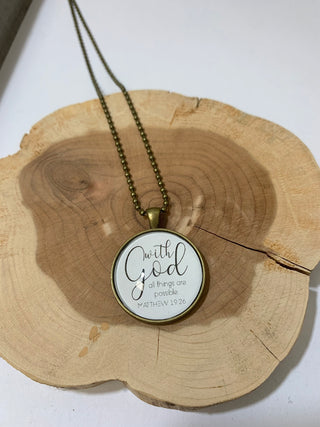 Matthew 19:26 Gold Necklace - B3 Boutique, LLC
