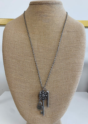Silver Lock and Key Necklace - B3 Boutique, LLC