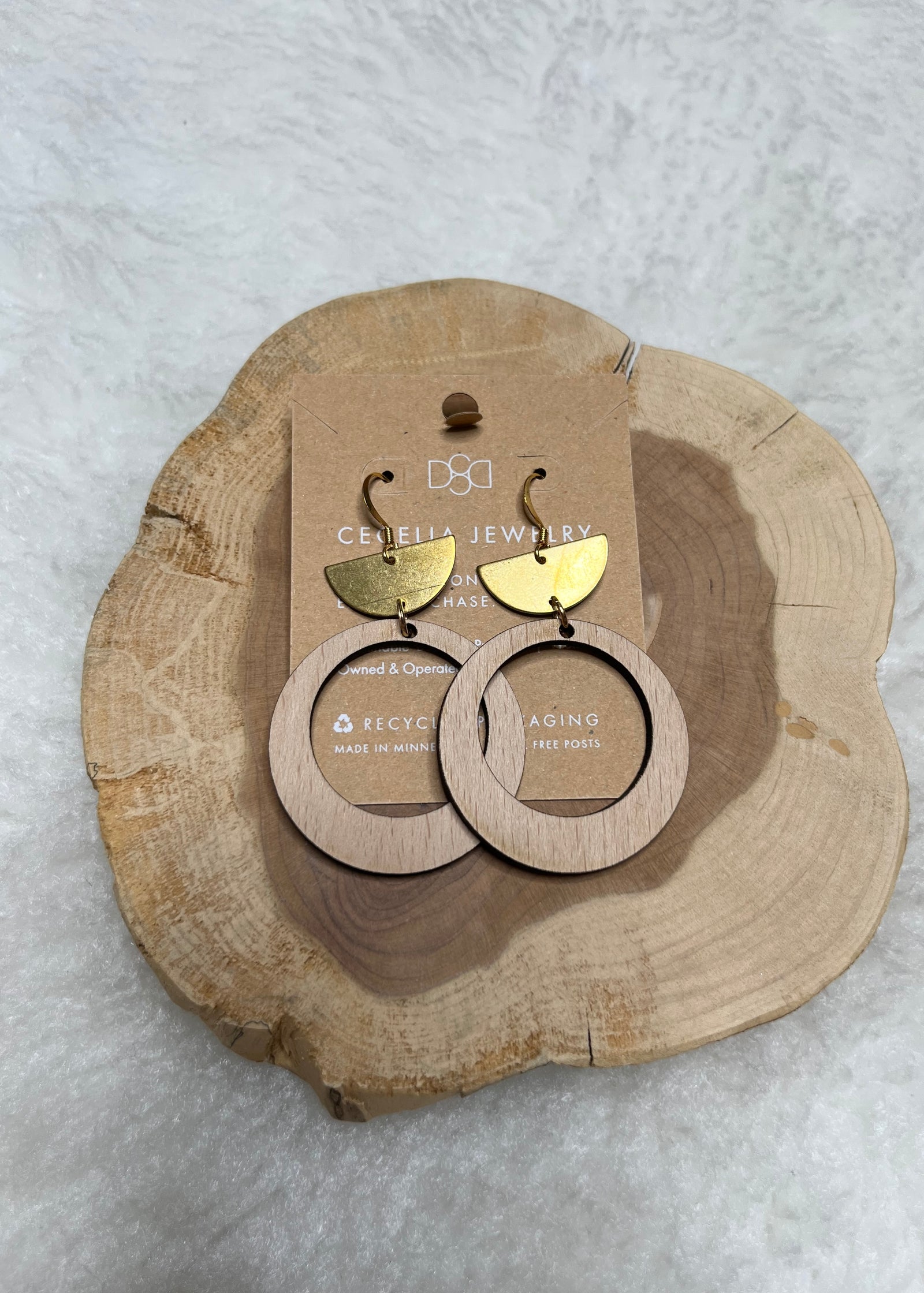 Cecelia Champagne Open Wood Hoop - B3 Boutique, LLC