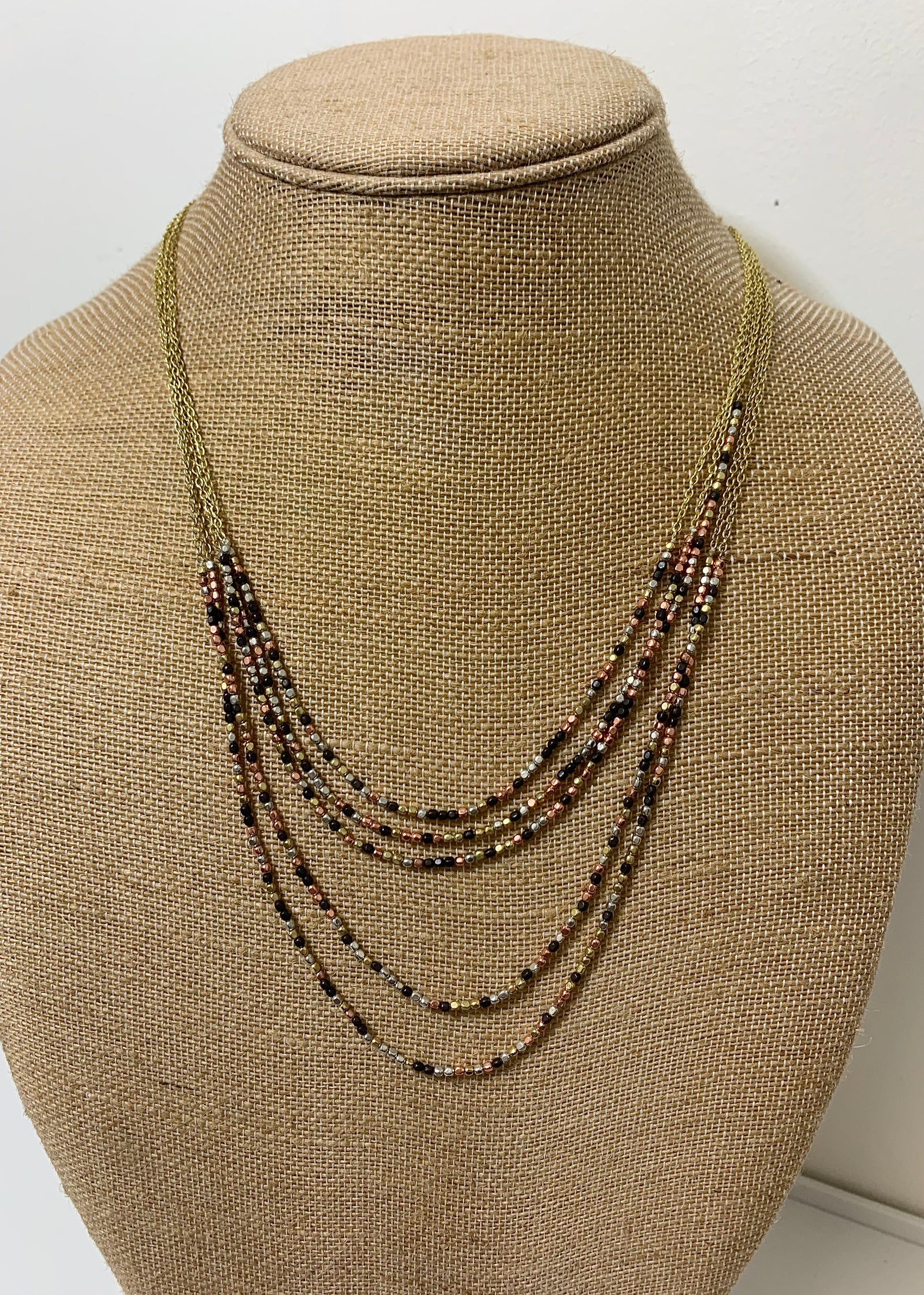 Cascading Metallics Necklace - B3 Boutique, LLC