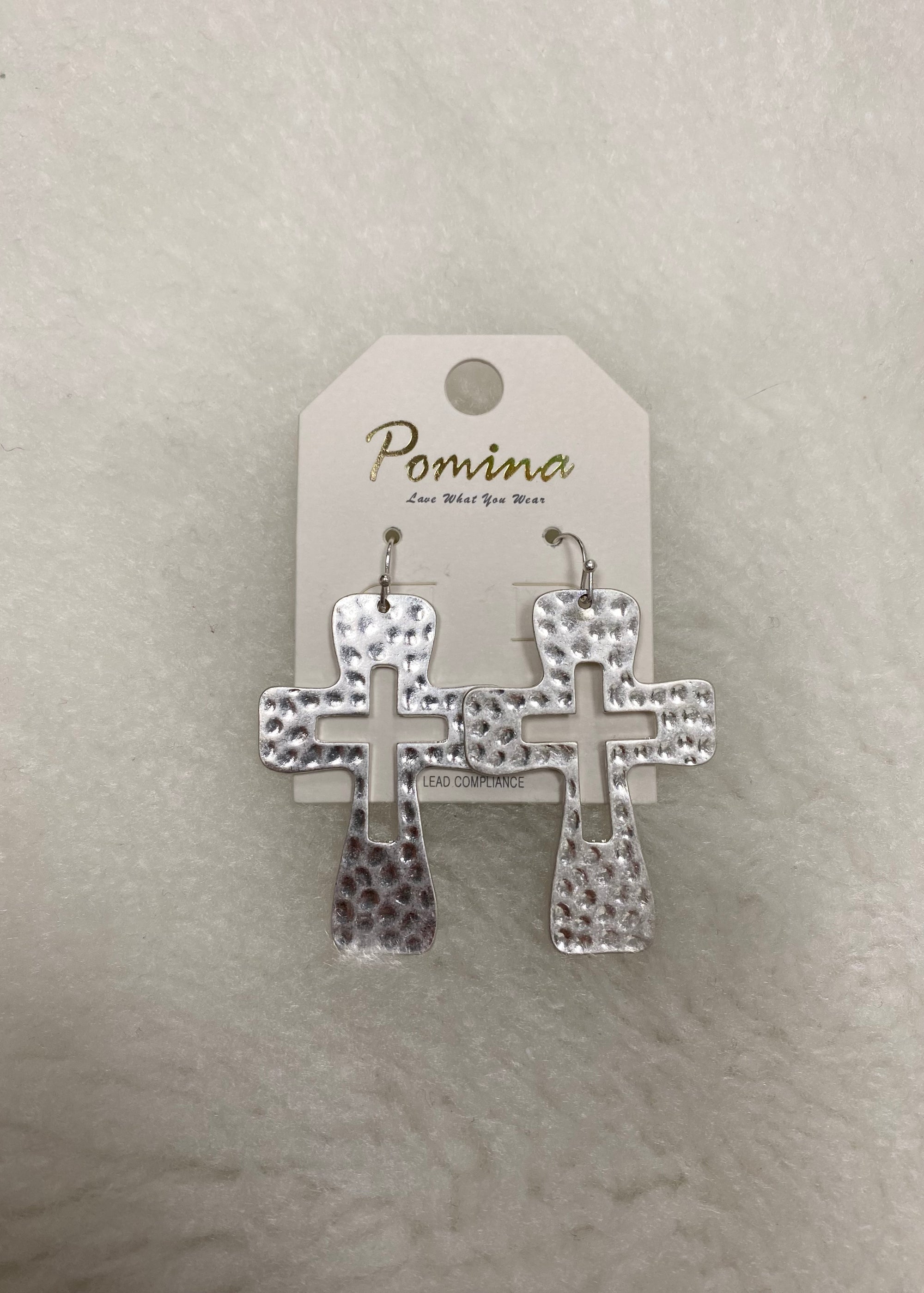 Hammered Silver Cross Earrings - B3 Boutique, LLC