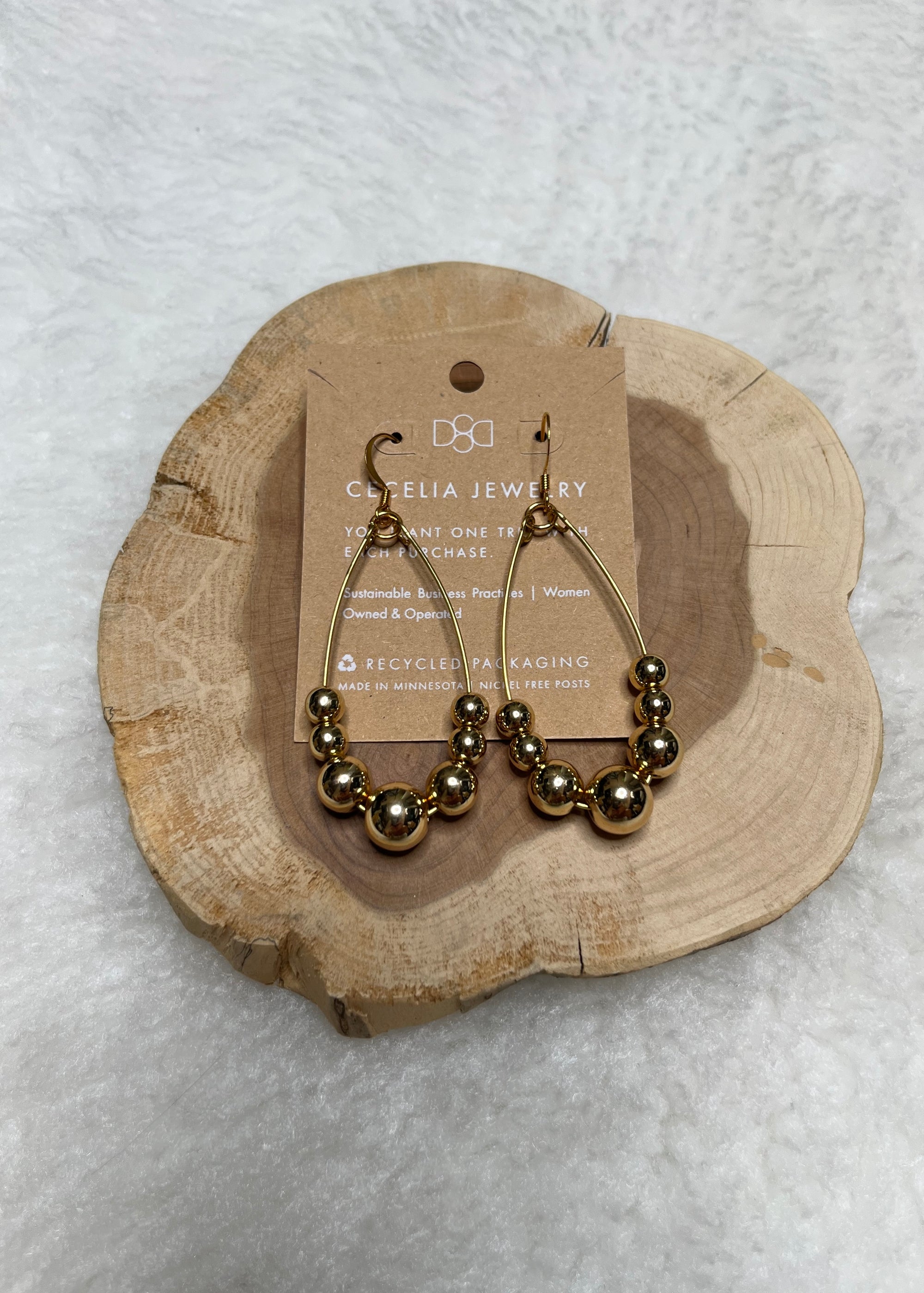 Cecelia Gold Ball Drop Earrings - B3 Boutique, LLC