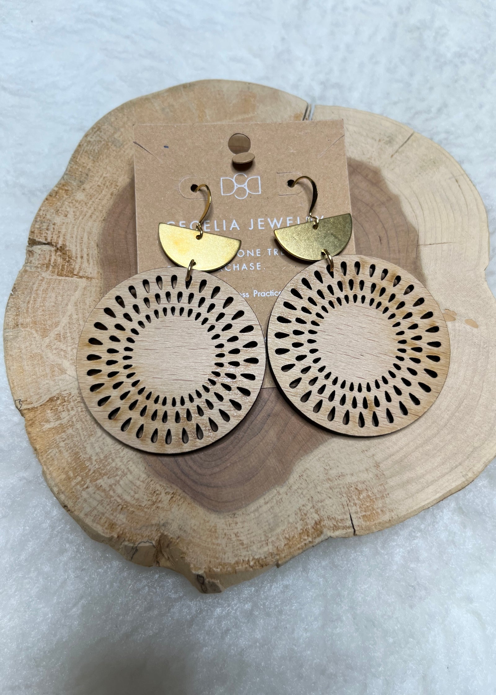 Cecelia Circle Wood Hoops - B3 Boutique, LLC