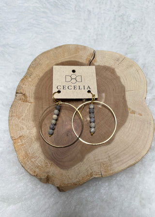 Cecelia Hoops w/Grey Stones - B3 Boutique, LLC