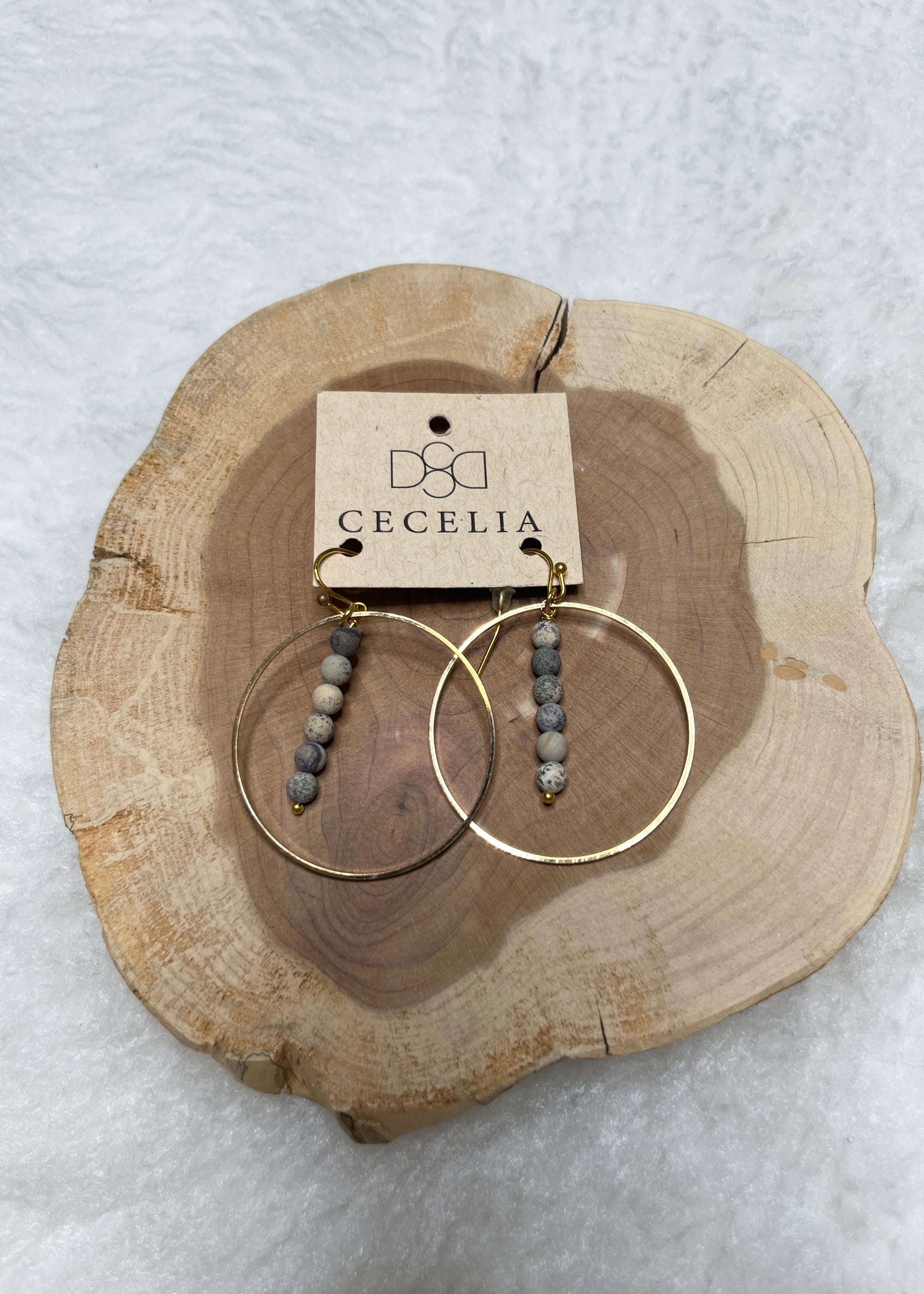 Cecelia Hoops w/Grey Stones - B3 Boutique, LLC
