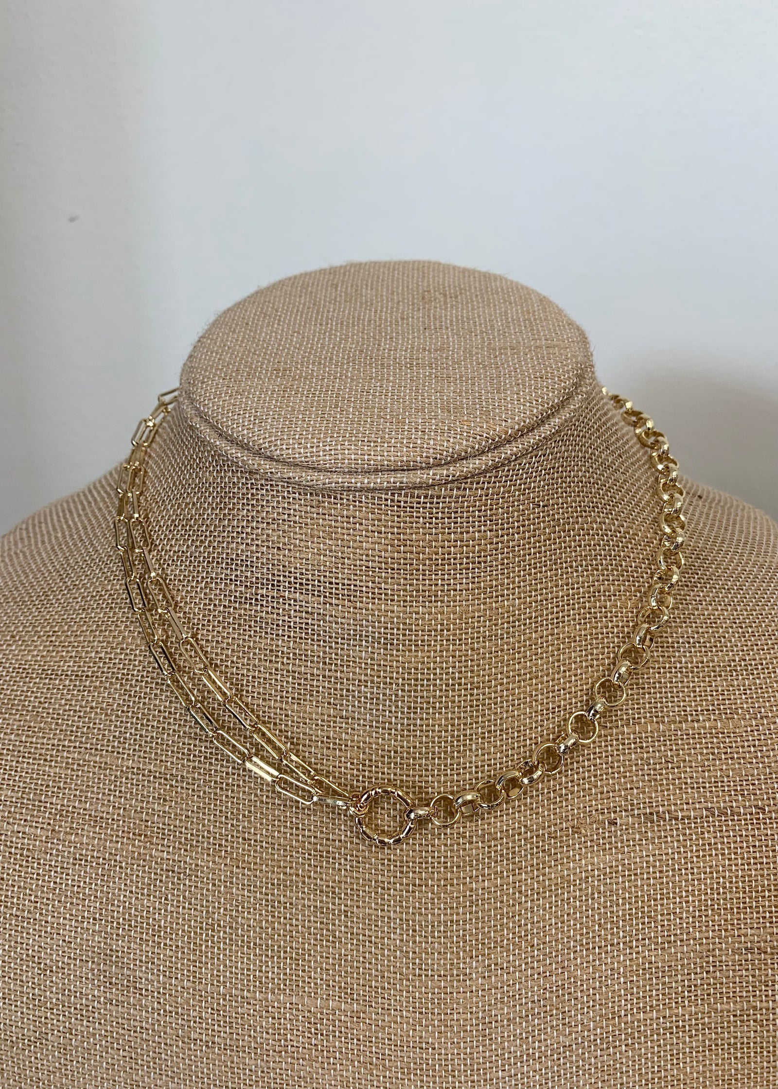 Double Paper Clip Necklace - B3 Boutique, LLC