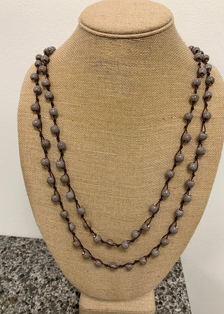 Long Brown Beaded Necklace - B3 Boutique, LLC