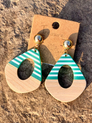 Blue Wood Earring - B Three Boutique