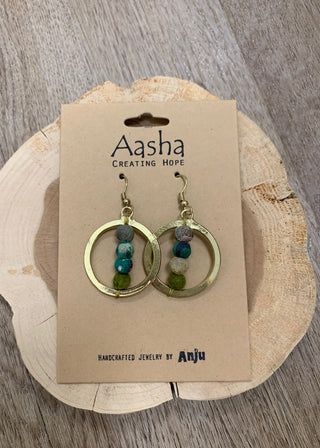 Aasha Middle Bead Hoop - B3 Boutique, LLC