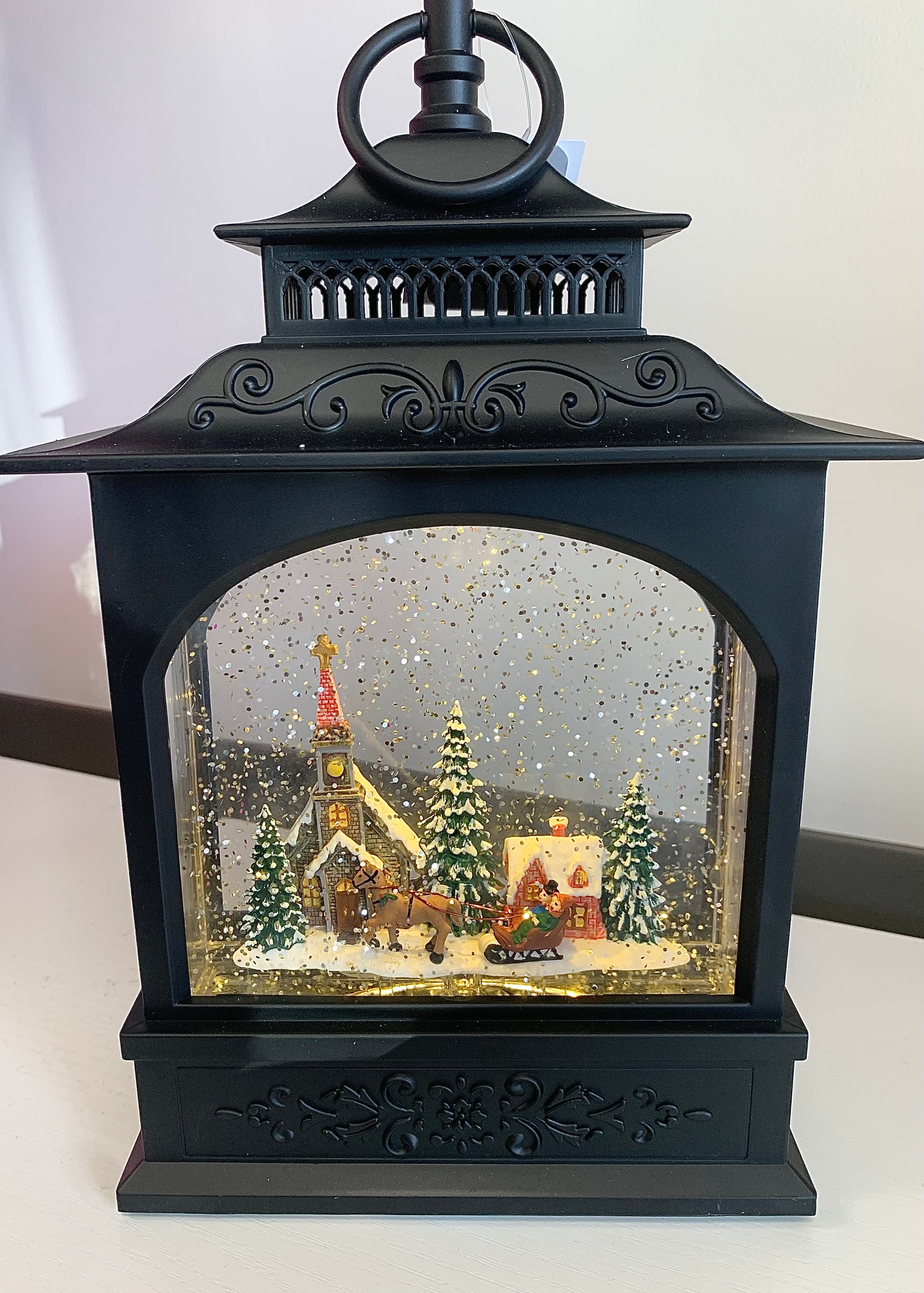 11 Inch Town Scene Musical Lighted Water Lantern - B3 Boutique, LLC