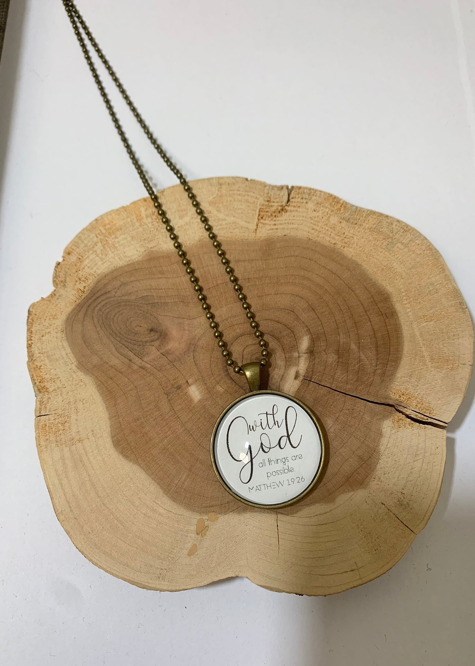 Matthew 19:26 Gold Necklace - B3 Boutique, LLC