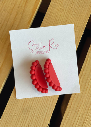 Red Beaded Hand Made Earrings - B3 Boutique, LLC