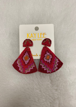 Half Oval & Triangle Bead Earrings - B3 Boutique, LLC