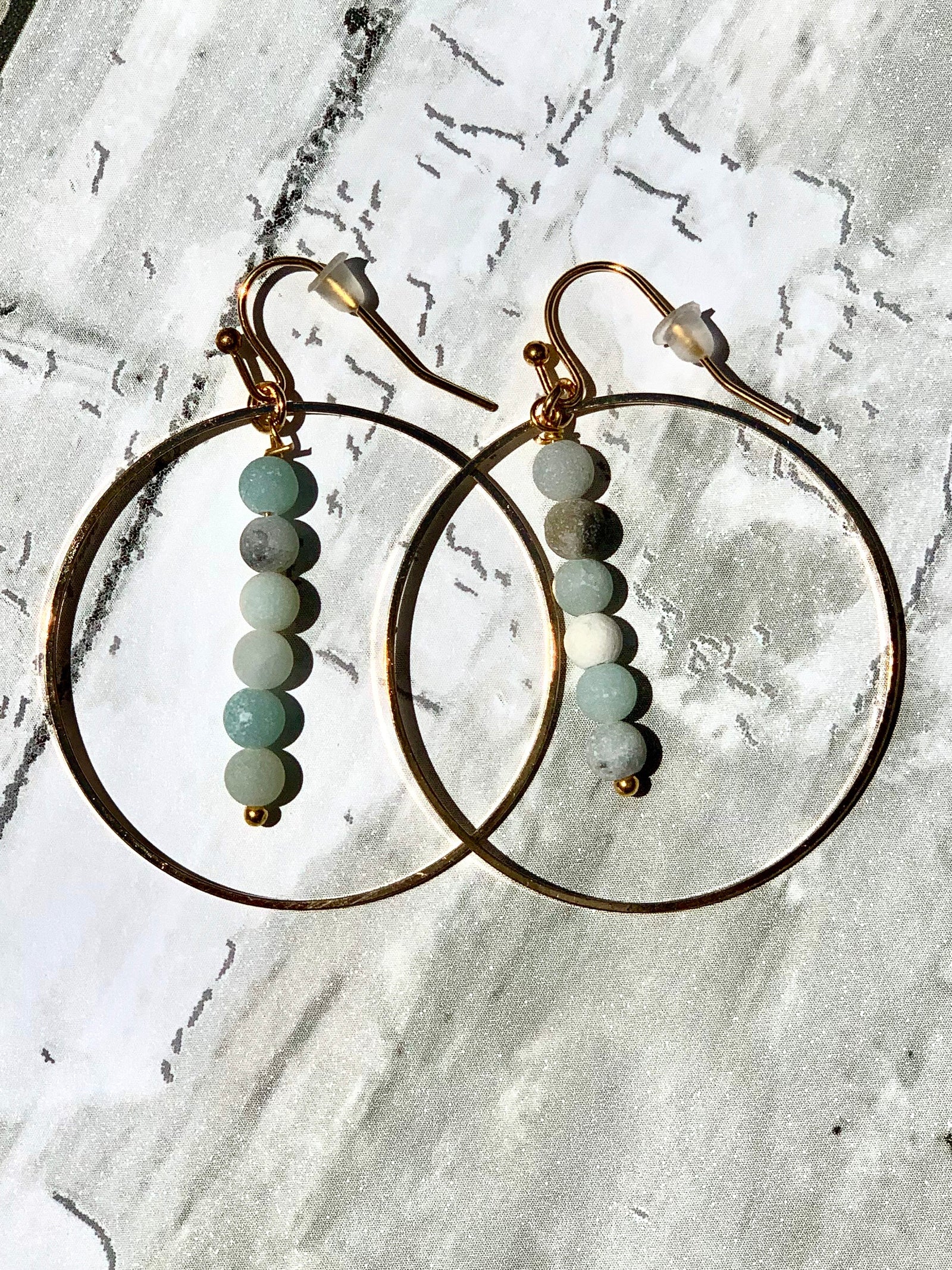 Cecilia Hoops w/Aqua Stones - B Three Boutique