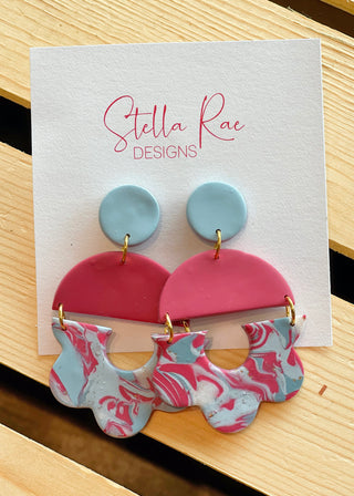 Stella Rae Design 'Juliette' Earrings In Pink/blue Marble - B3 Boutique, LLC